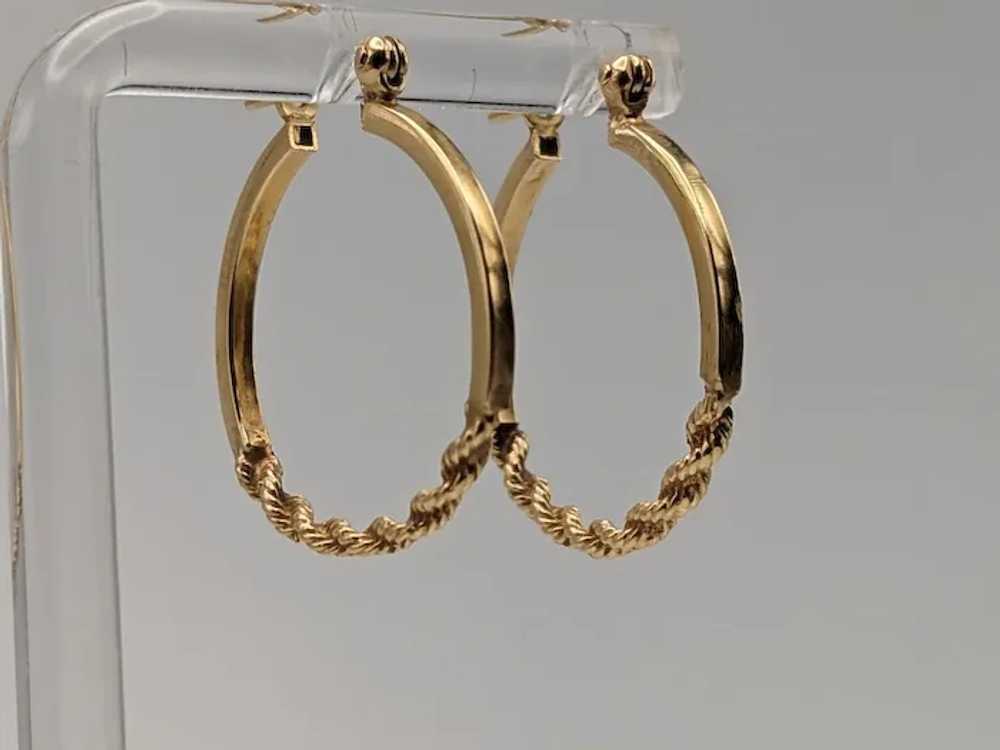 14k Gold Twisted Rope Hoop Earrings. Wire Hoop Ea… - image 4