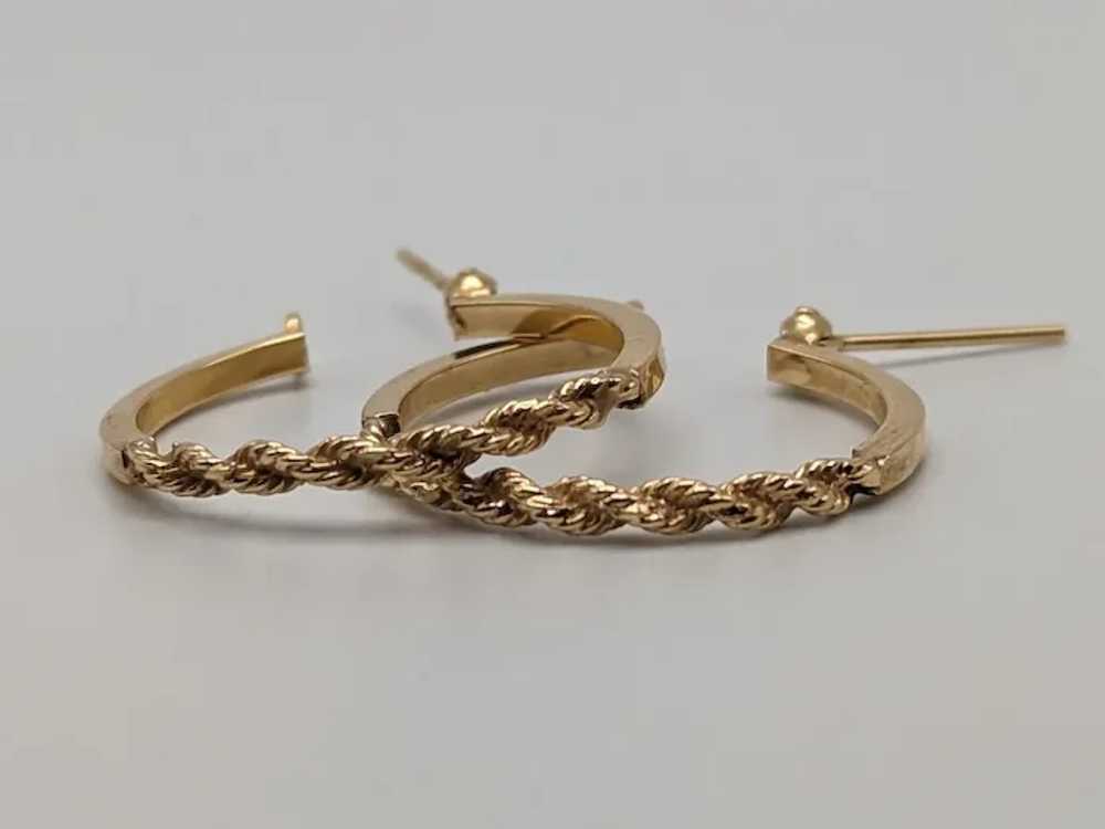 14k Gold Twisted Rope Hoop Earrings. Wire Hoop Ea… - image 6