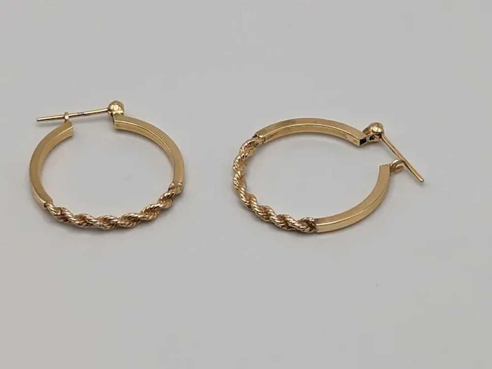 14k Gold Twisted Rope Hoop Earrings. Wire Hoop Ea… - image 7