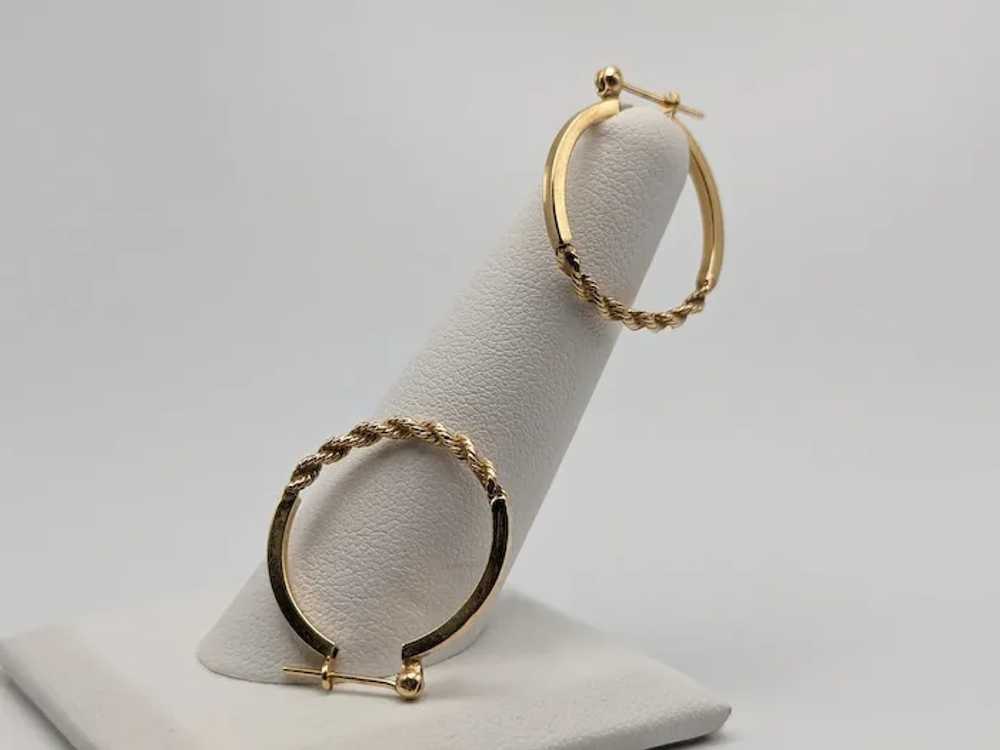 14k Gold Twisted Rope Hoop Earrings. Wire Hoop Ea… - image 8