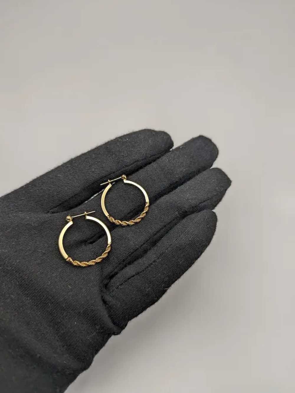 14k Gold Twisted Rope Hoop Earrings. Wire Hoop Ea… - image 9