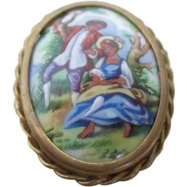 Limoges Handpainted Porcelain Brooch