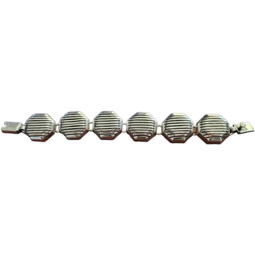 Sterling Silver Octagon Link Taxco Bracelet - image 1