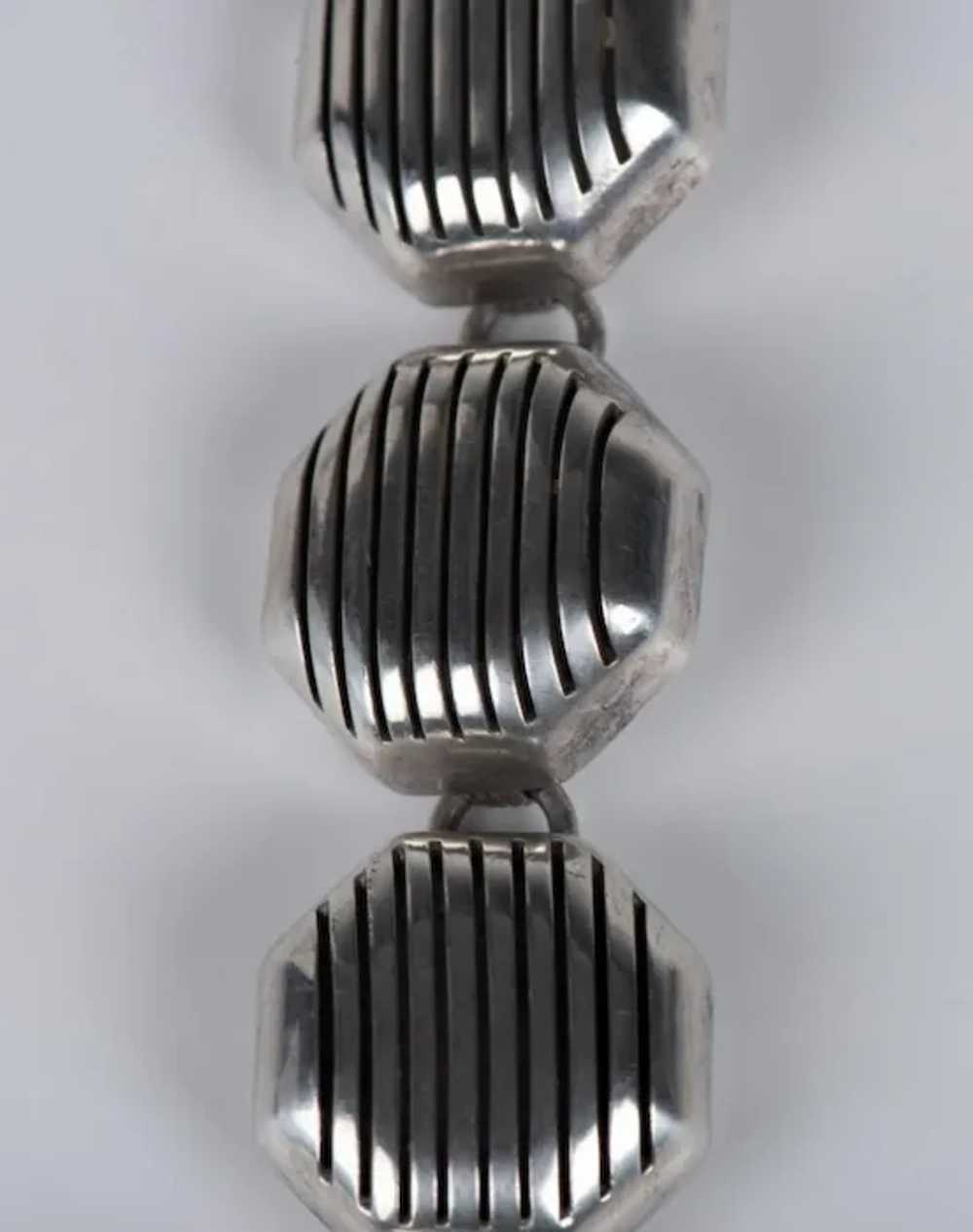 Sterling Silver Octagon Link Taxco Bracelet - image 2