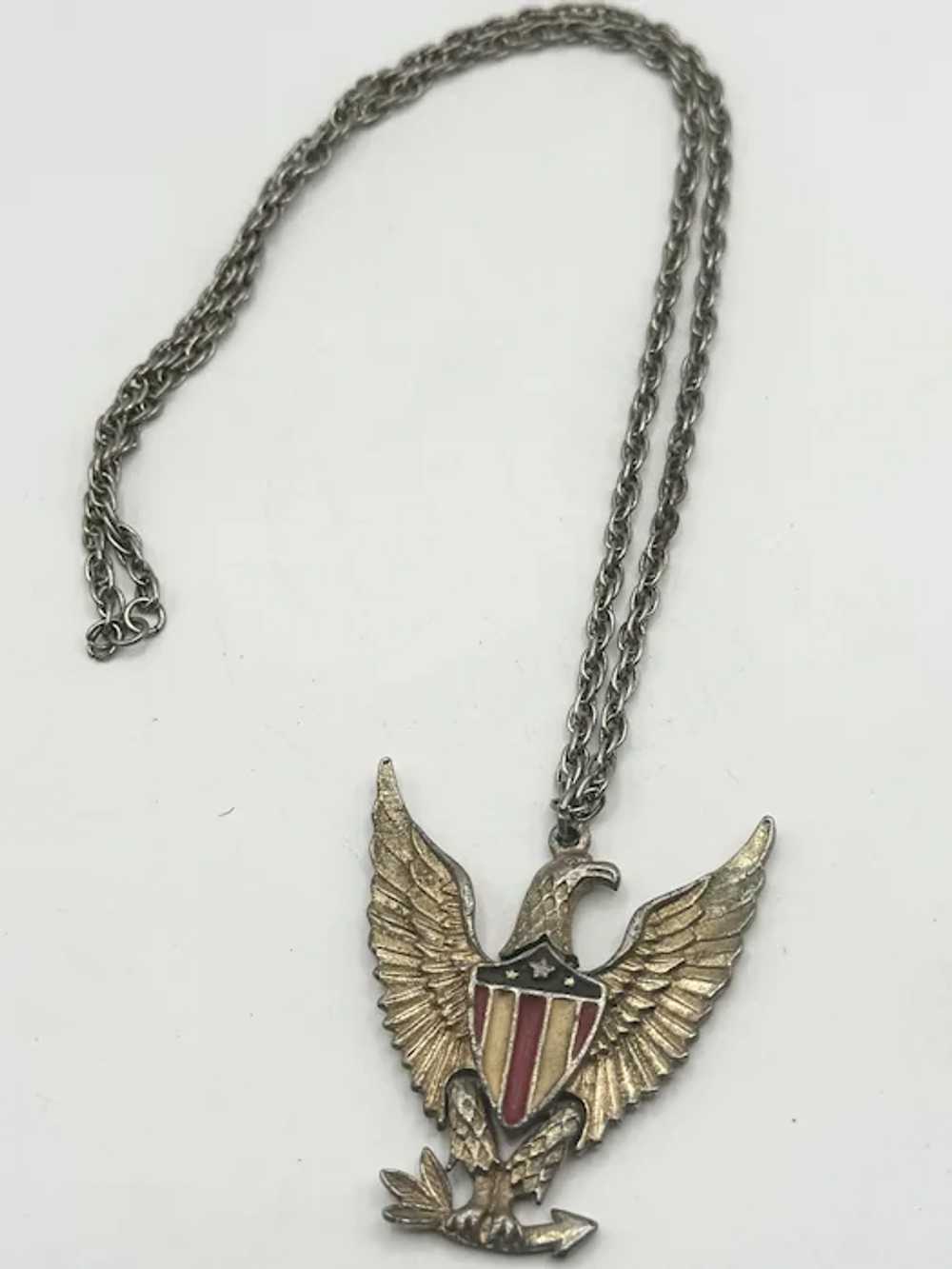 Vintage articulating Eagle Bird Pendant Necklace - image 2