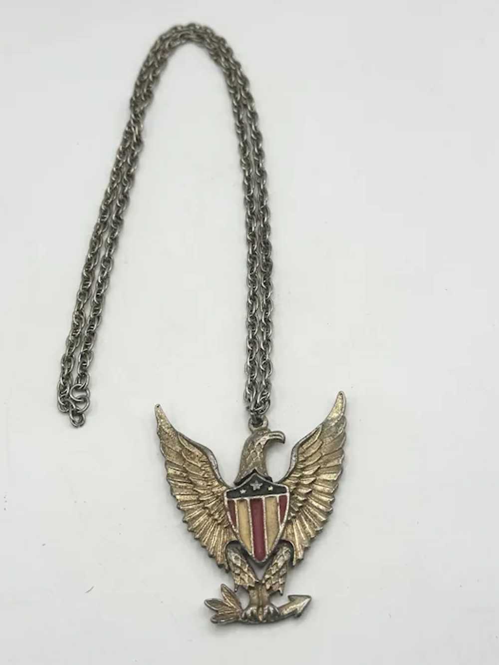 Vintage articulating Eagle Bird Pendant Necklace - image 3