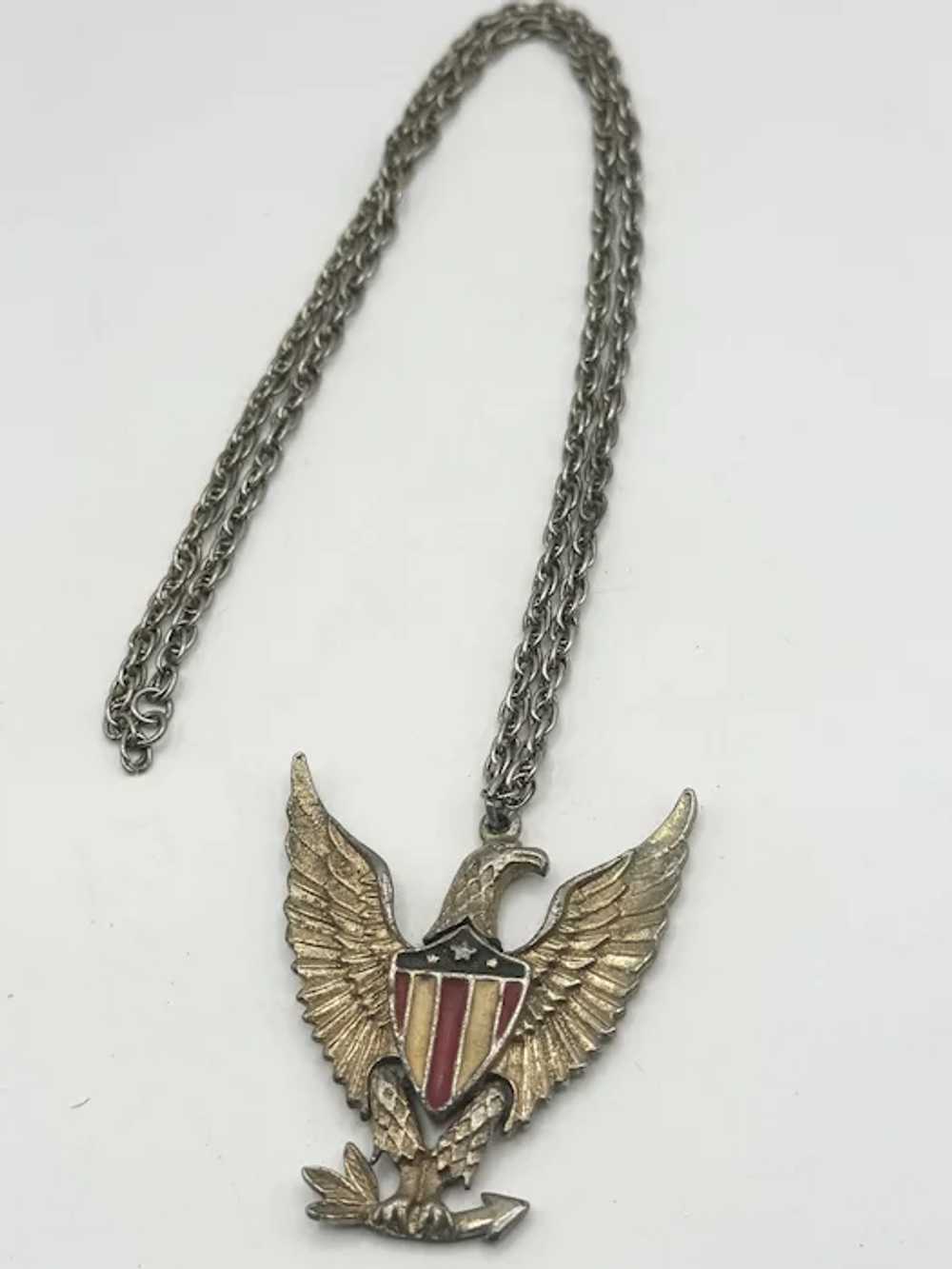 Vintage articulating Eagle Bird Pendant Necklace - image 5