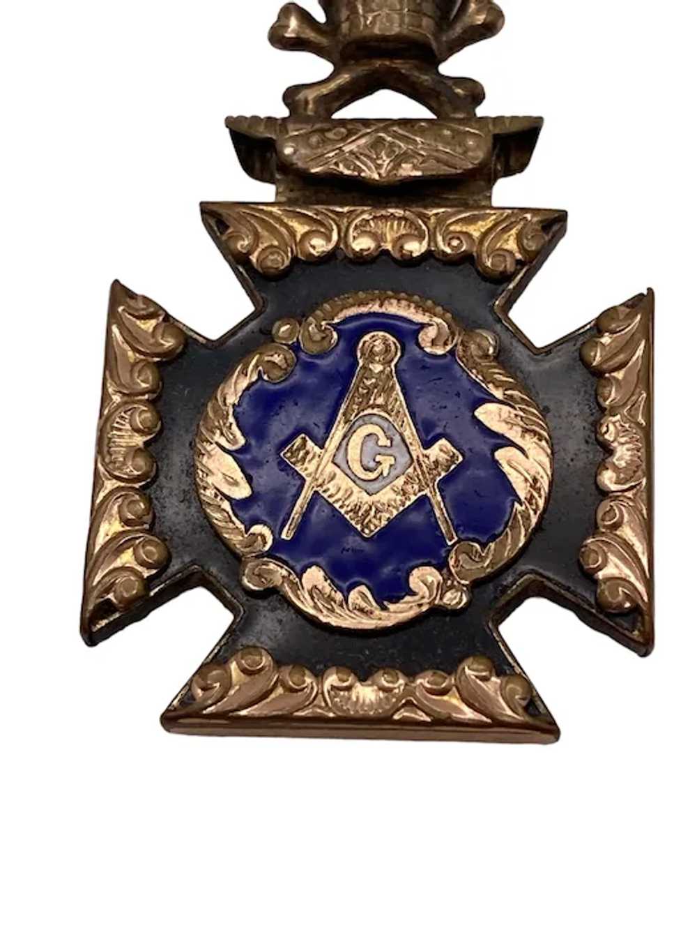 Antique Gold Filled and Enamel Masonic Fob or Cha… - image 6