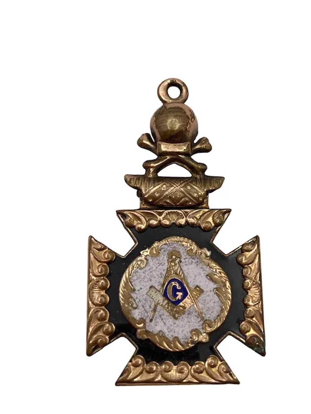 Antique Gold Filled and Enamel Masonic Fob or Cha… - image 8
