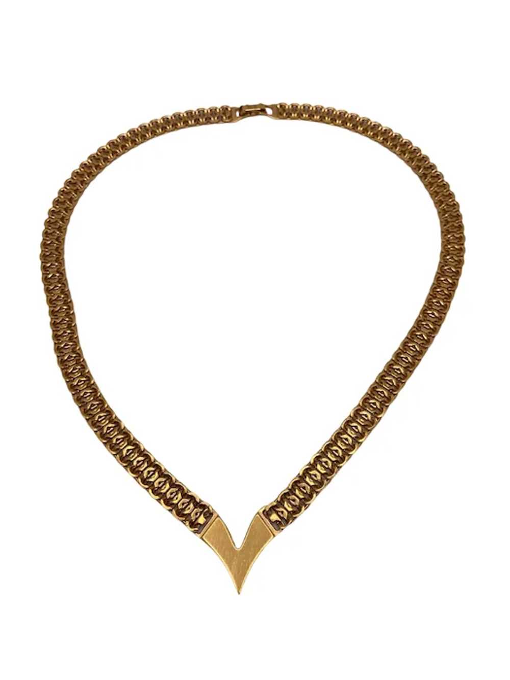 Vintage Napier Gold Tone Chevron Necklace - image 2