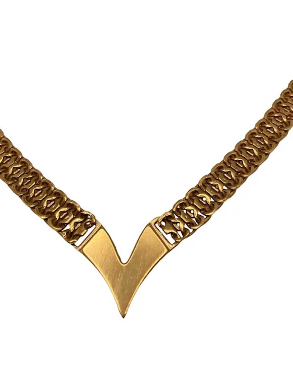 Vintage Napier Gold Tone Chevron Necklace - image 4