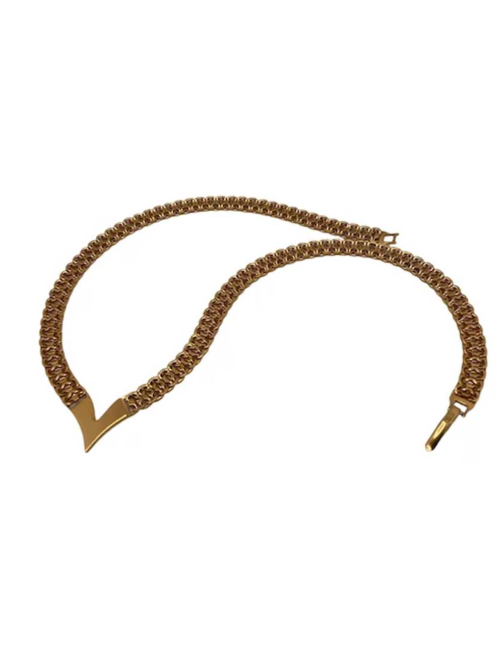 Vintage Napier Gold Tone Chevron Necklace - image 5