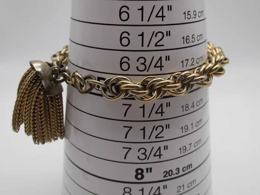 1940s Twisted Rope Chain Gold-tone Tassel Bracelet - image 5