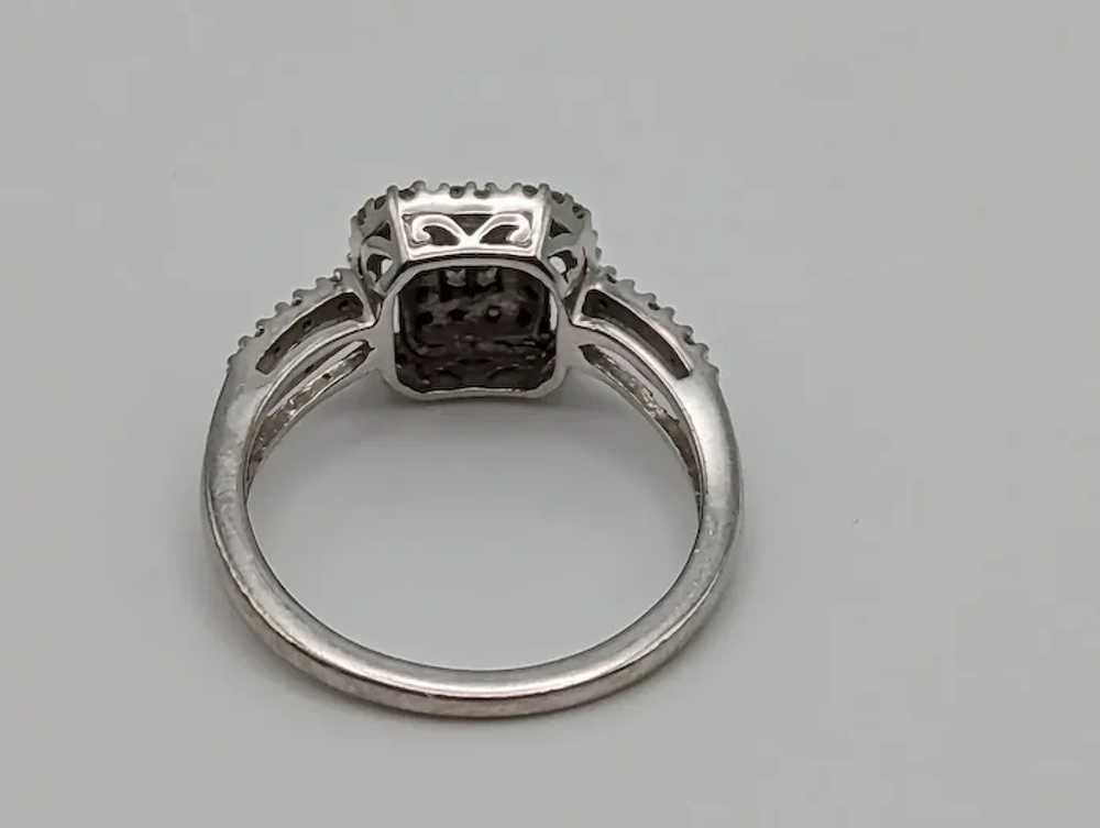 14k White Gold Double Band Black Diamond Halo Eng… - image 7