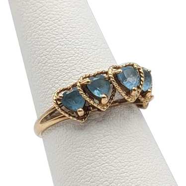 10k Yellow Gold Swiss Blue Topaz Heart Ring Vintag