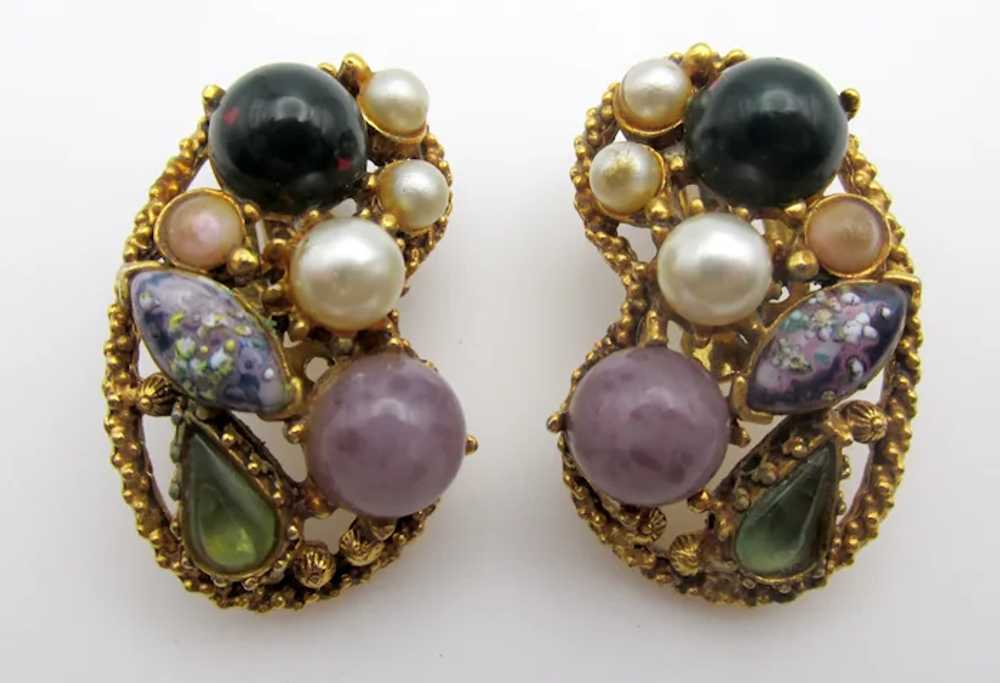 Sweet Vintage Florenza Specialty Stones Clip Earr… - image 2