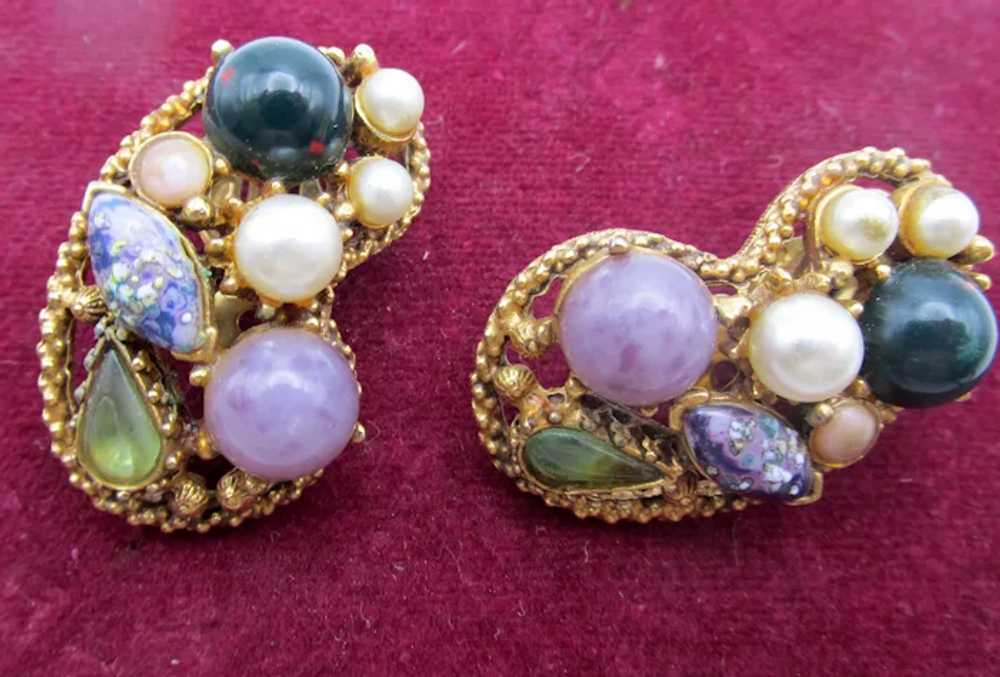 Sweet Vintage Florenza Specialty Stones Clip Earr… - image 3