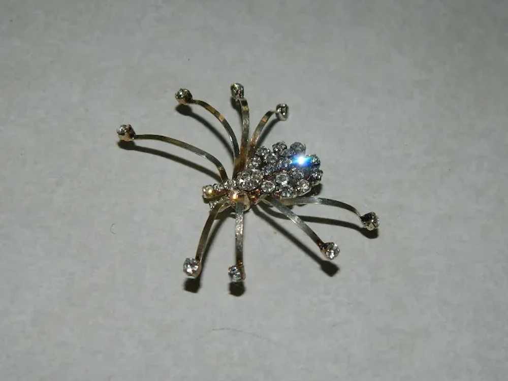 Sparkling Sterling Silver Crystal Spider Brooch - image 2