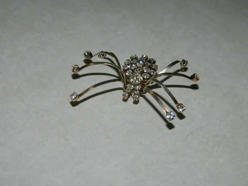 Sparkling Sterling Silver Crystal Spider Brooch - image 3