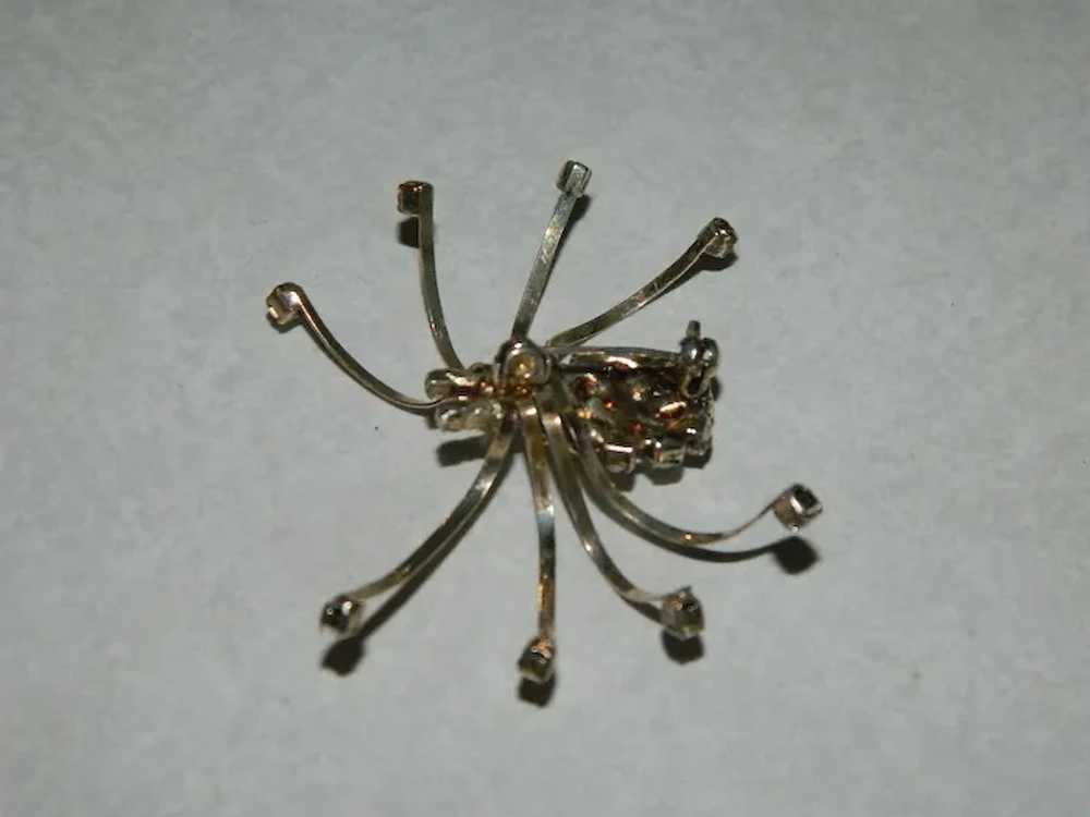 Sparkling Sterling Silver Crystal Spider Brooch - image 5