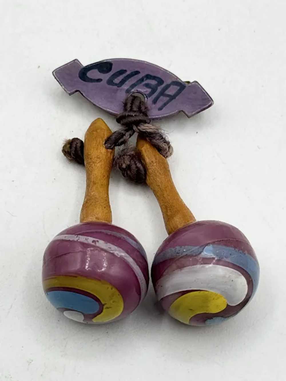 Vintage Cuba souvenir music shaker brooch pin - image 2