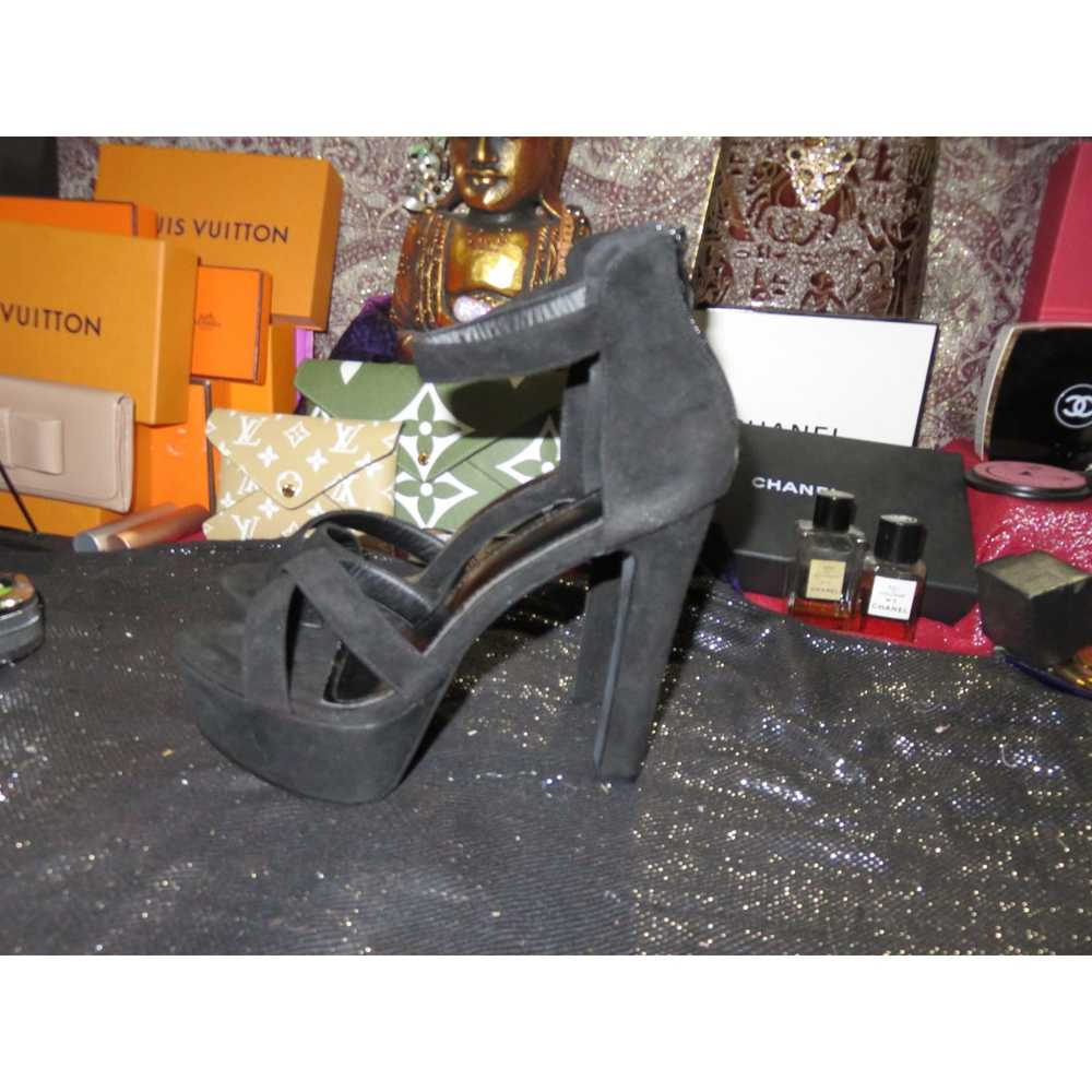 Other Black Suede Leather Platform Ankle Strap Ch… - image 2