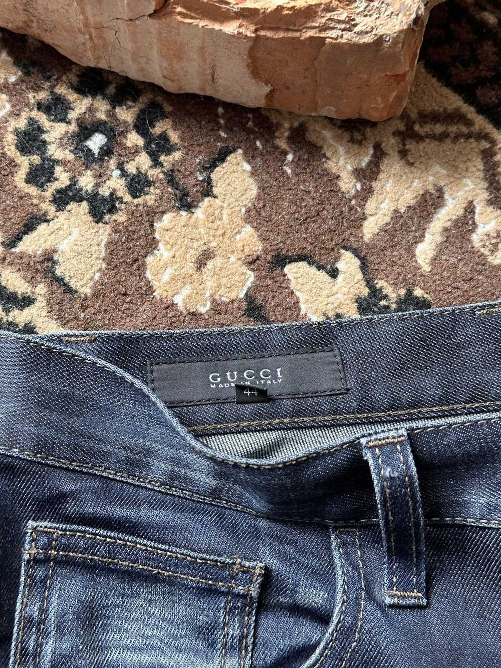 Gucci GUCCI denim LEATHER Logo Jeans Pants - image 11