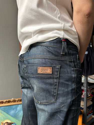 Gucci GUCCI denim LEATHER Logo Jeans Pants - image 1
