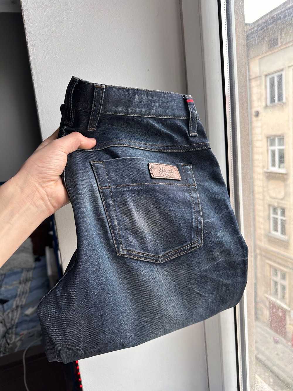 Gucci GUCCI denim LEATHER Logo Jeans Pants - image 2