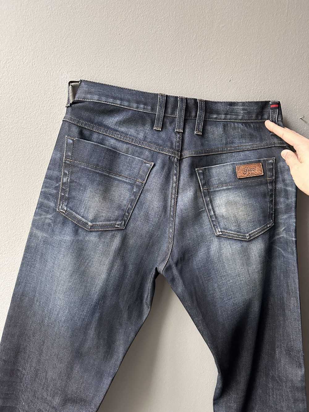 Gucci GUCCI denim LEATHER Logo Jeans Pants - image 4