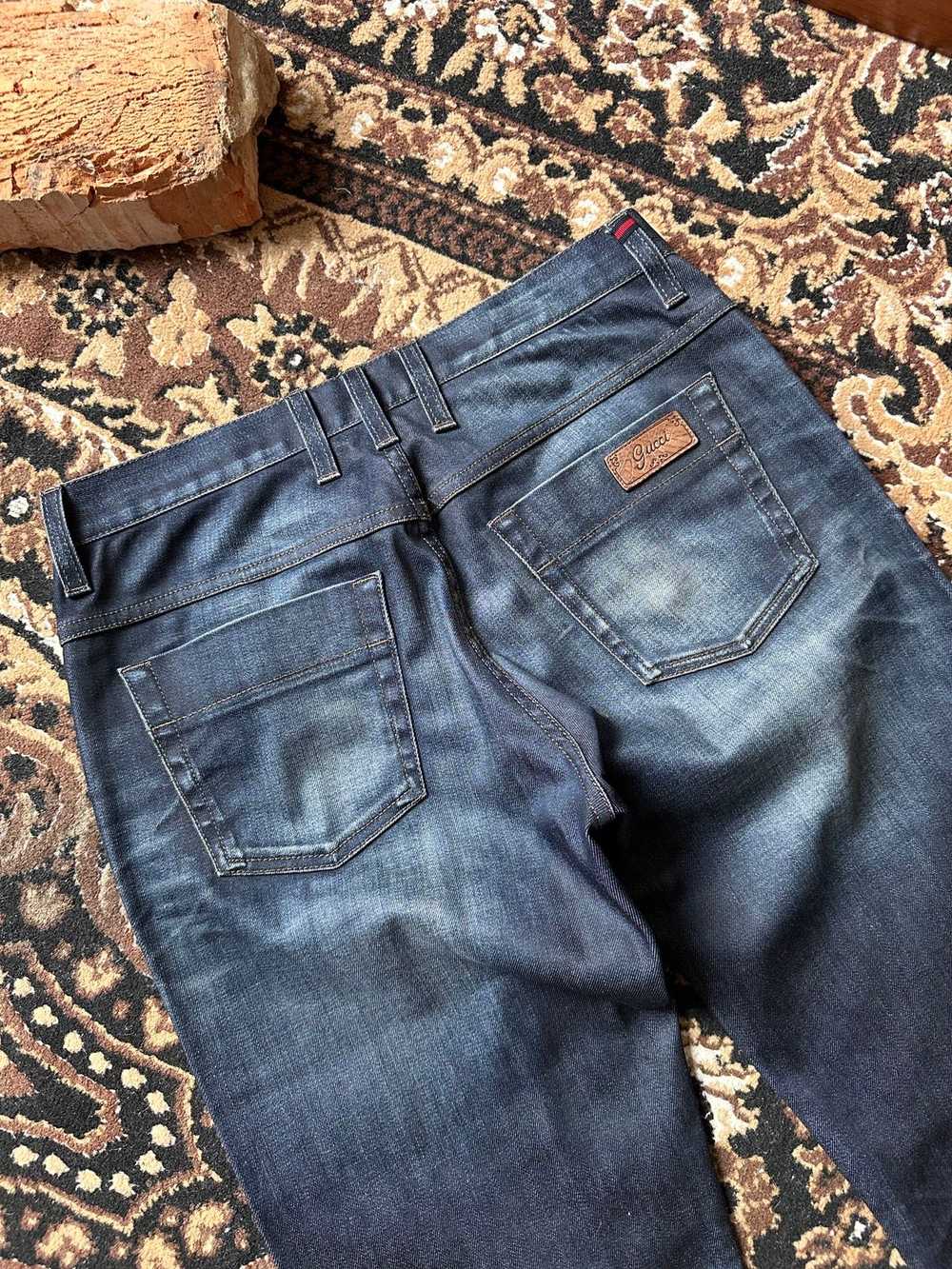 Gucci GUCCI denim LEATHER Logo Jeans Pants - image 5