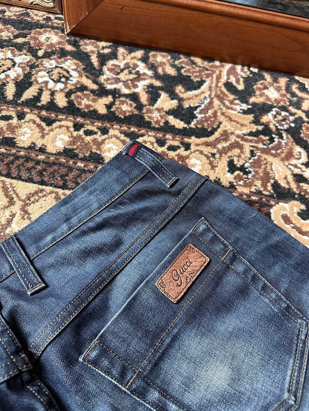 Gucci GUCCI denim LEATHER Logo Jeans Pants - image 9