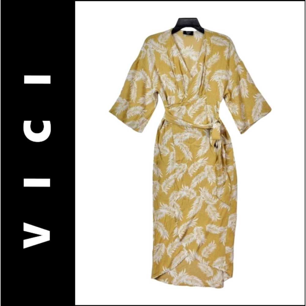 Vintage Vici Yellow Dress Size Small Women 3/4 Sl… - image 1