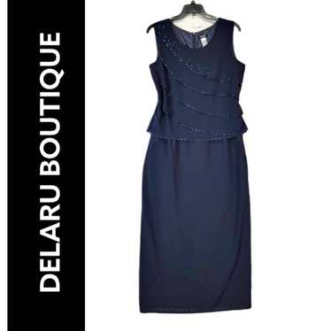 Vintage Delaru Boutique Women Size 16 blue Sheath… - image 1