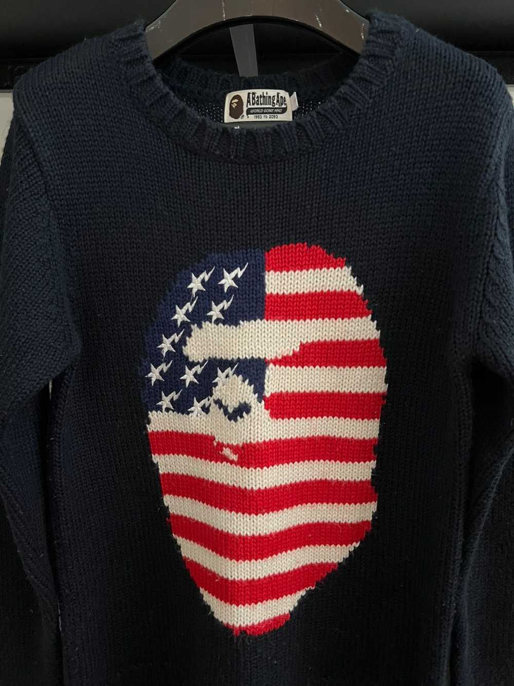 Bape Wool bape head knit sweater american flag - image 3