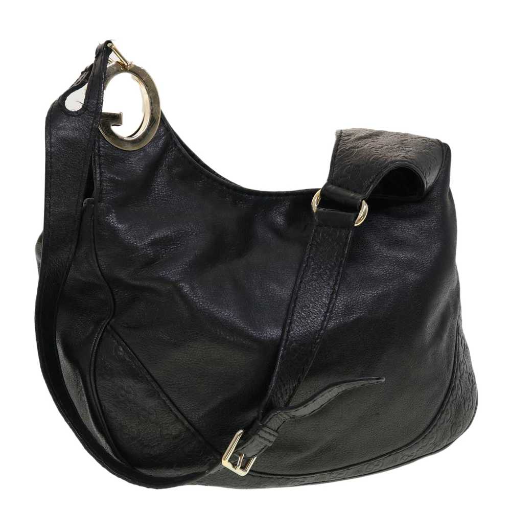 GUCCI GG Canvas ssima Shoulder Bag Leather Black … - image 1