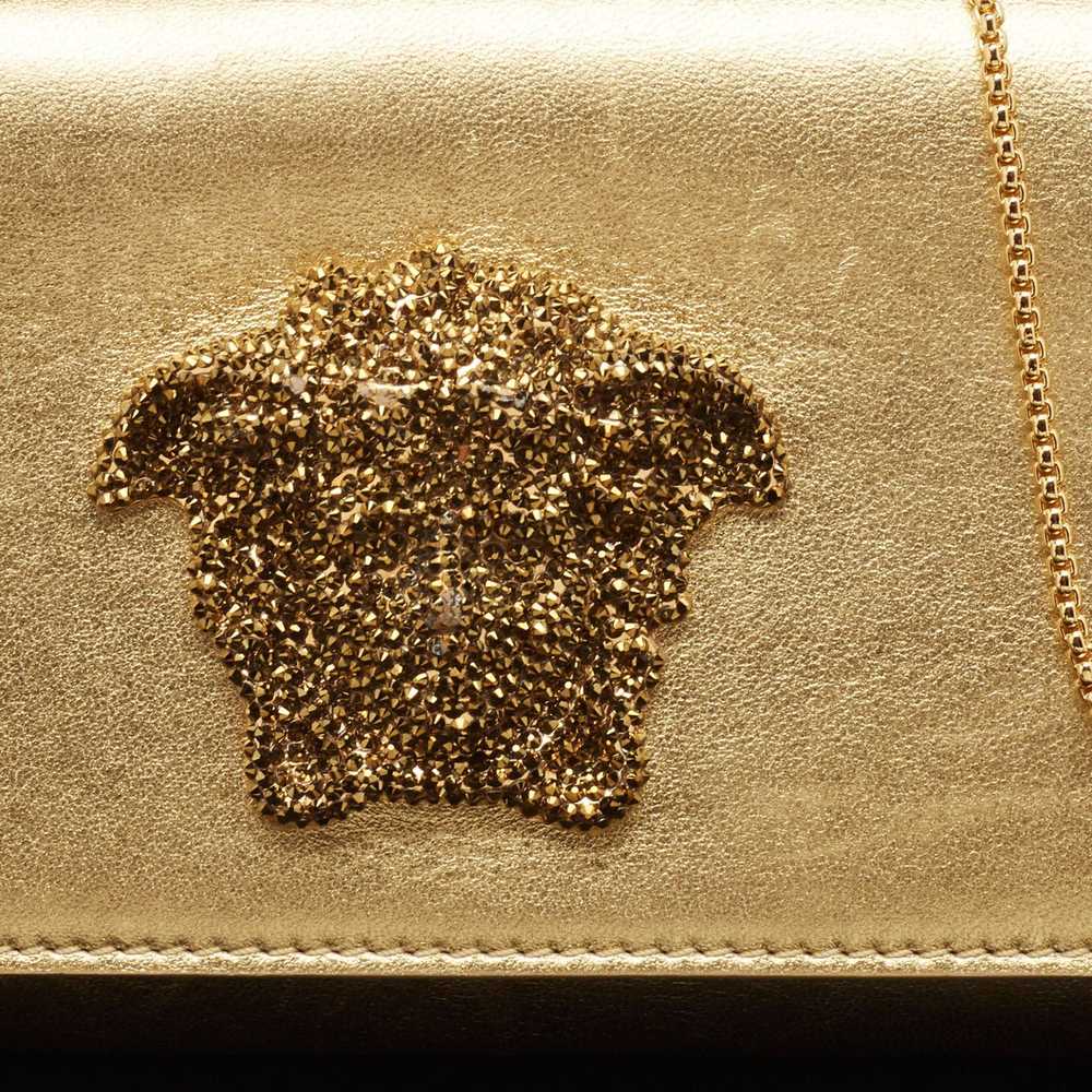 Versace VERSACE Gold Leather Medusa Icon Crystals… - image 5