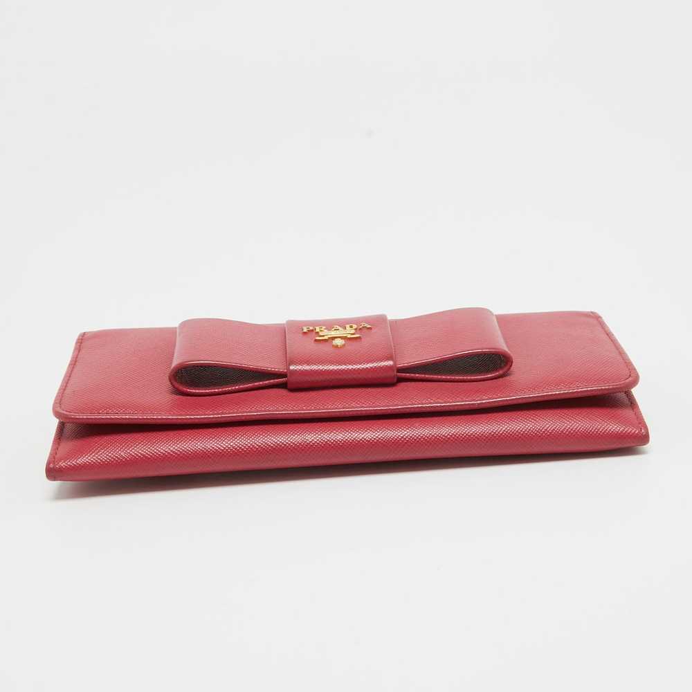 Prada PRADA Pink Saffiano Metal Leather Bow Flap … - image 7