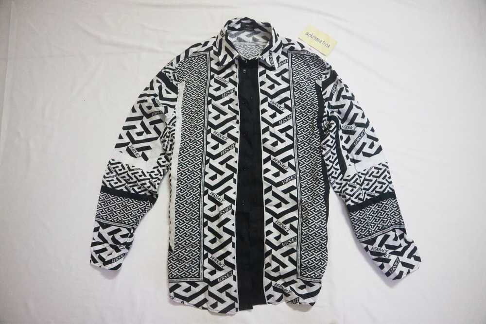 Versace Geometric Linen Button Down Shirt - image 2