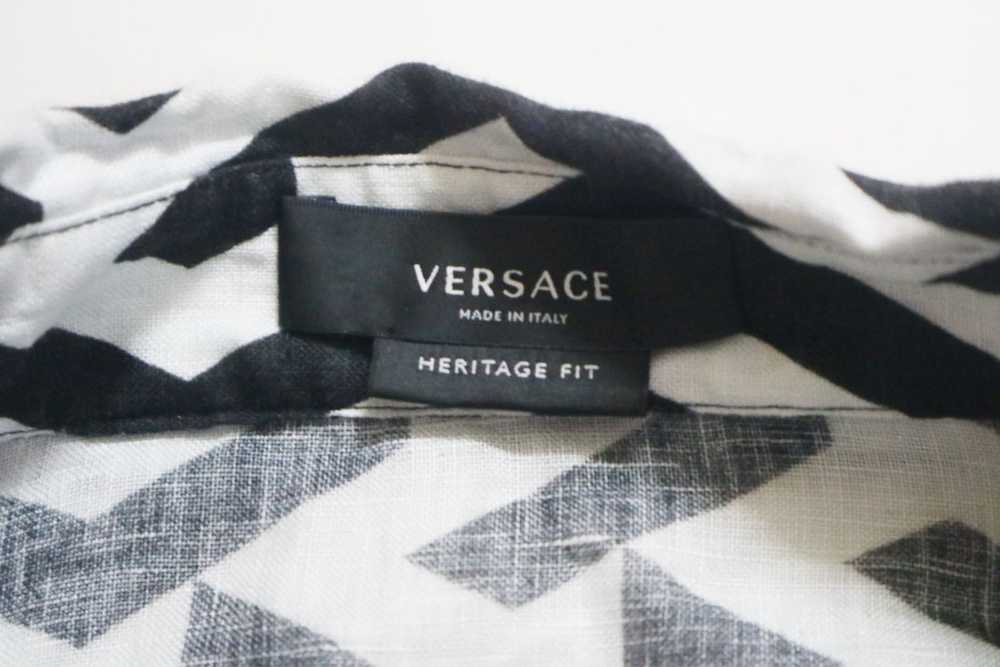 Versace Geometric Linen Button Down Shirt - image 4