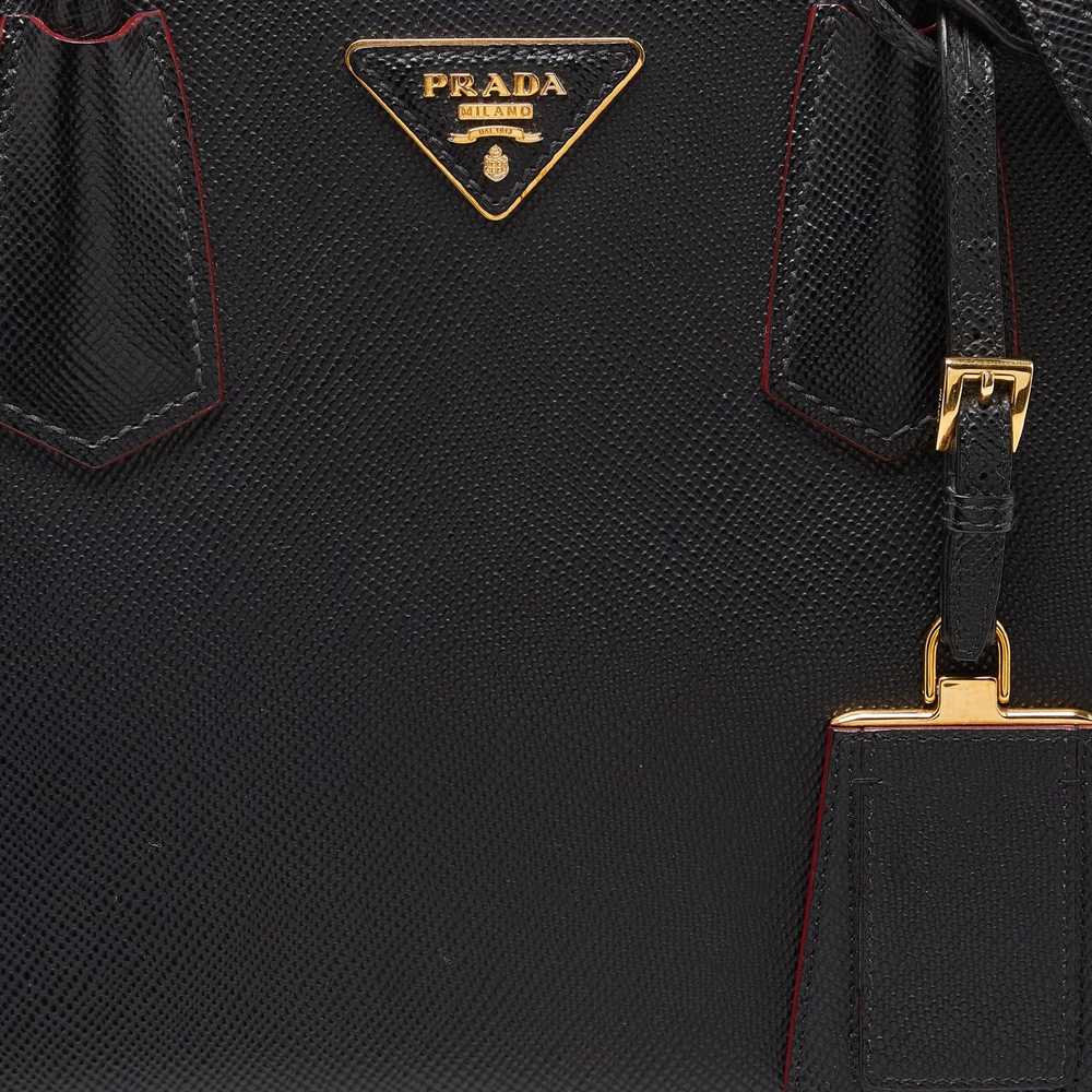 Prada PRADA Black Saffiano Cuir Leather Small Dou… - image 5