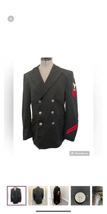 Vintage DCC BLACK US NAVY Military Uniform Jacket 