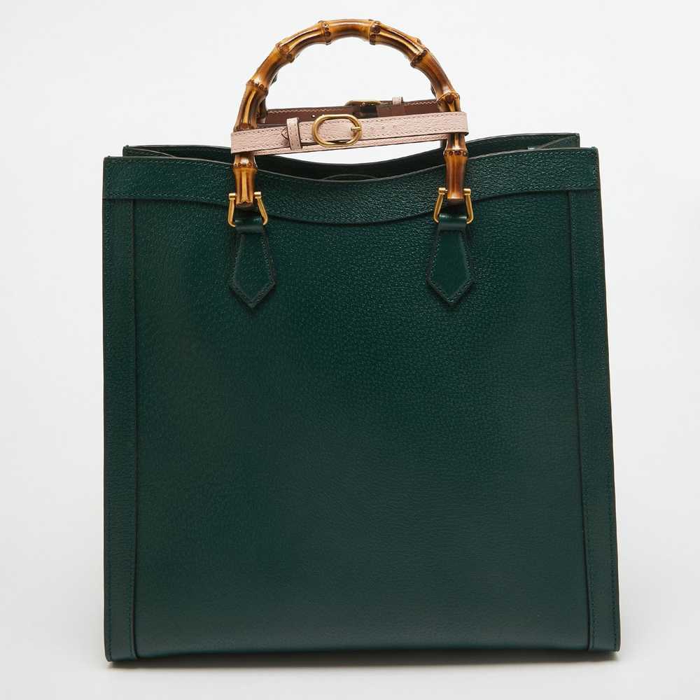 Gucci GUCCI Green Leather Large Bamboo Diana Tote - image 4