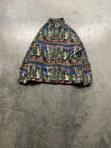 Vintage Vintage Landscape Animal Nature Fleece Zip