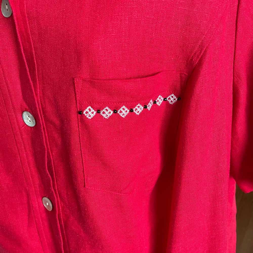 Vintage Vintage DressBarn Woman Red Linen Blouse … - image 6