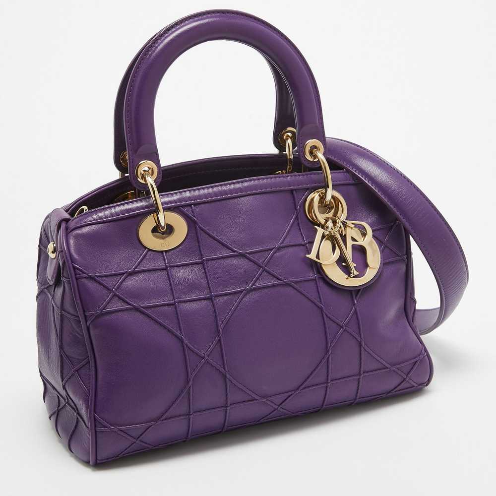 Dior DIOR Purple Leather Granville Polochon Bag - image 3