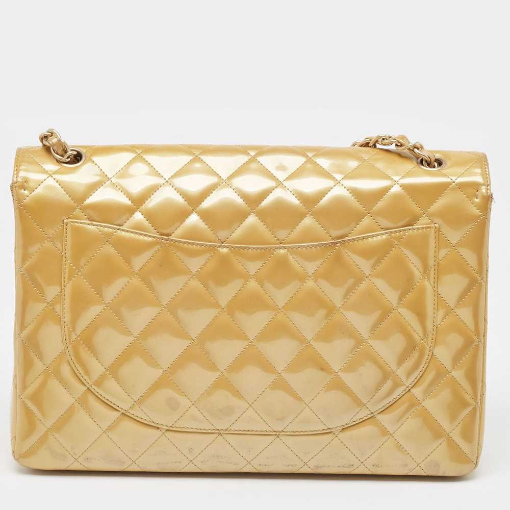 Chanel CHANEL Cream Quilted Patent Leather Maxi C… - image 4