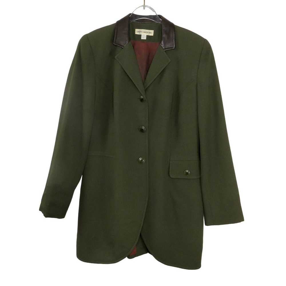 Vintage Vintage Dark Olive Green Blazer Jacket Me… - image 4