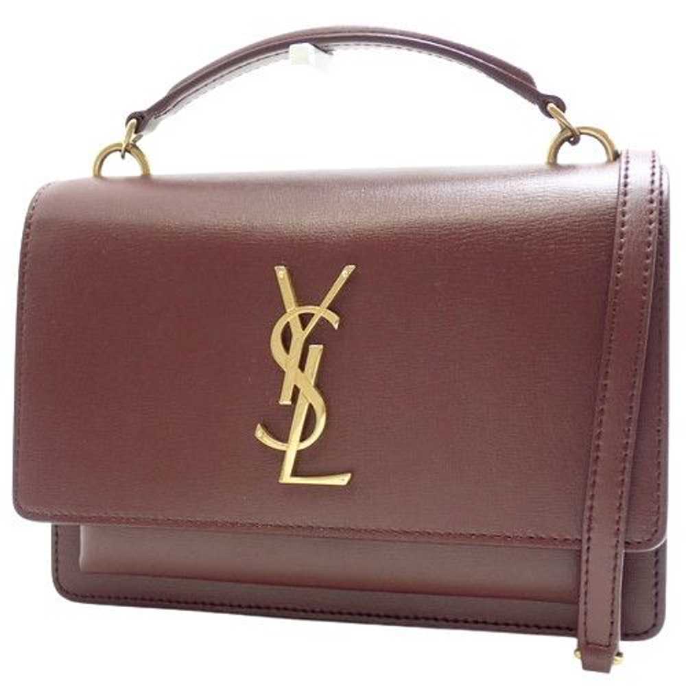 Yves Saint Laurent Saint Laurent Paris Chain Small Bag Handbag 2way Crossbody Leather Bordeaux