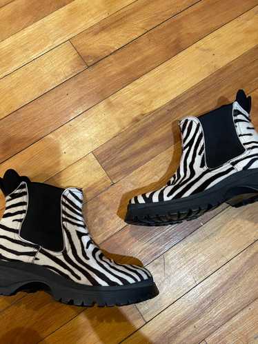 Prada Prada sport zebra fur Chelsea sneaker boots